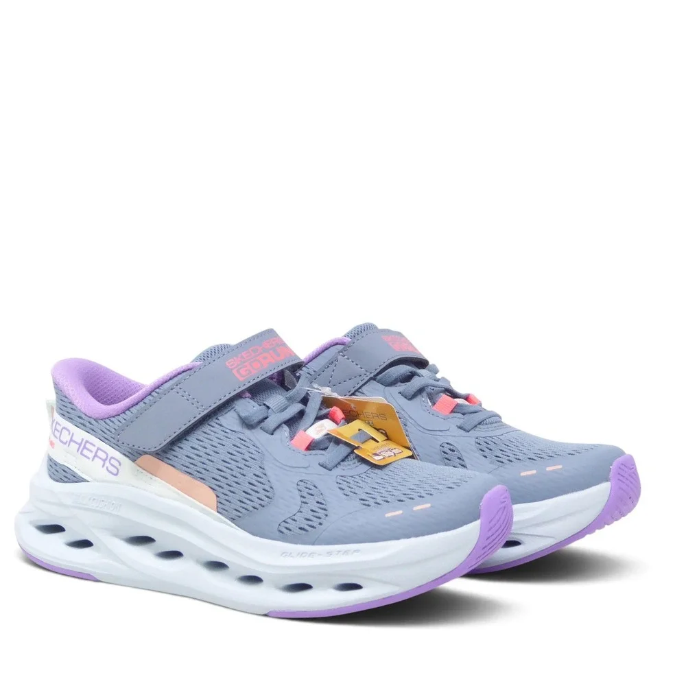 Skechers Kids Girls Max Cushioning Glide-Step Sneakers Blue GORUN Slip-Ins Sz 2